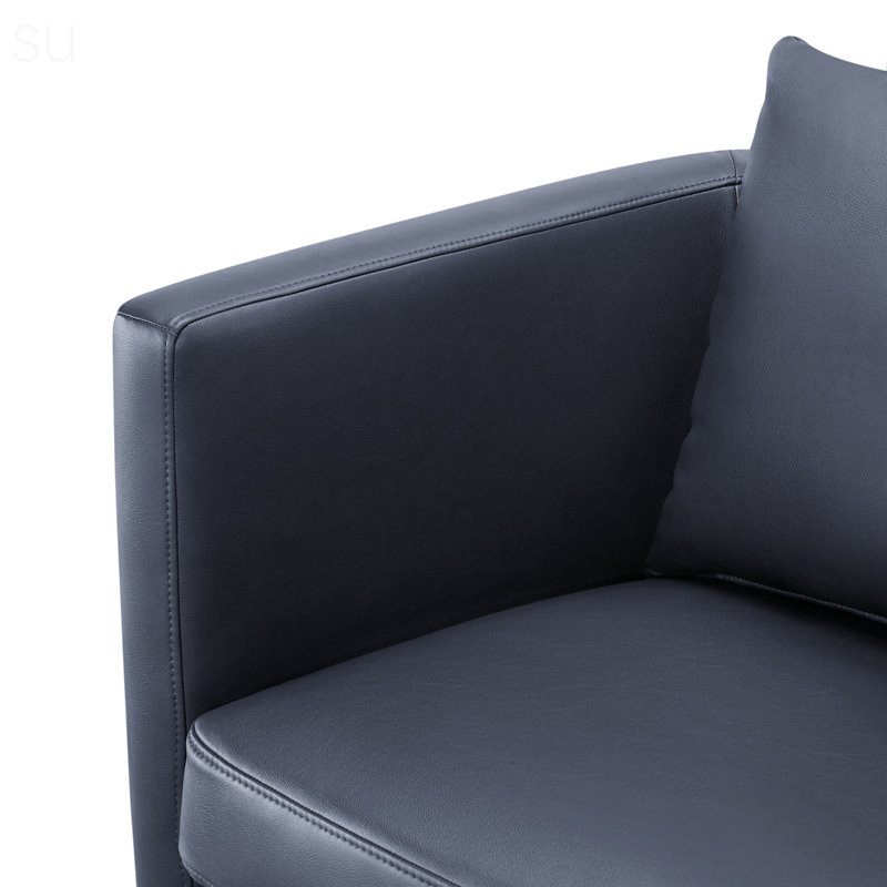 Fauteuil demi-tonneau pivotant Riona Midnight, Similicuir bleu nuit