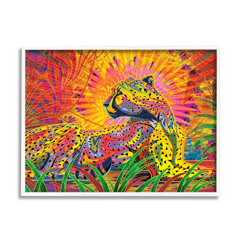 Fractal Leopard par Michael Ward, H 11 po x l 14 po x P 1,5 po, Estampe numérique Farmhouse