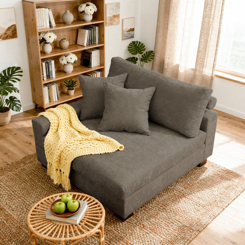 Fauteuil rembourré avec dossier coussiné et pieds en bois massif, Chameau, Chenille