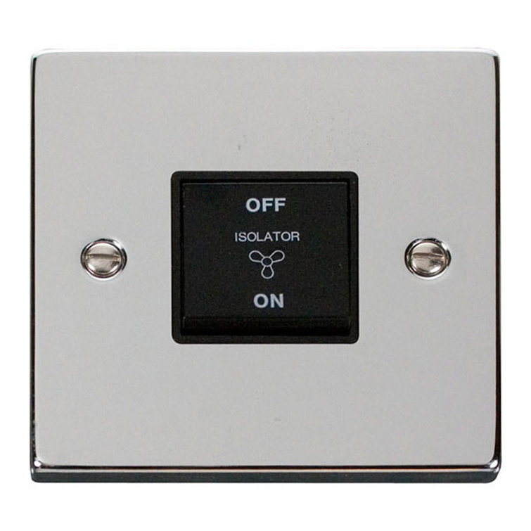 Polished Chrome 10A 3 Pole Fan Isolation Switch
