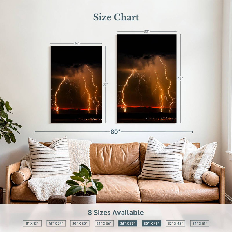 Orange Lightning, 39" H x 26" W
