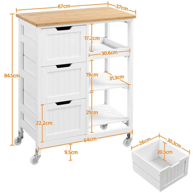 84.5cm H x 67cm W Utility Cart