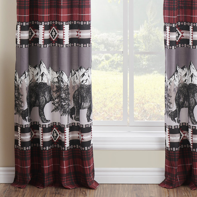 Timberline Red and Black Plaid Polyester Rod Pocket Curtains