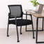 Fauteuil Akon, maille noire, structure en acier, roulettes lisses