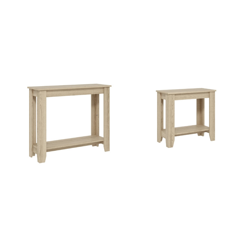 Weddel Basilico Transitional 2 Piece Living Room Table Set, Oslo Oak, Oslo Oak, 2 Pieces: Console Table, End Table