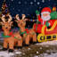 Père Noël gonflable de 1 m avec traîneau et 2 rennes, décor de jardin lumineux de Noël en polyester rouge et jaune