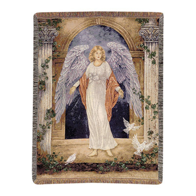 Jeté de tapisserie manuel en bois tissé ange Gardien manuel - 51 po x 68 po
