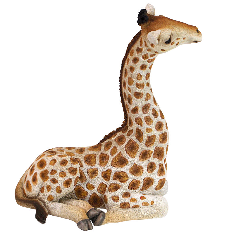 Medium Hand-Painted Resin Resting Giraffe Statue