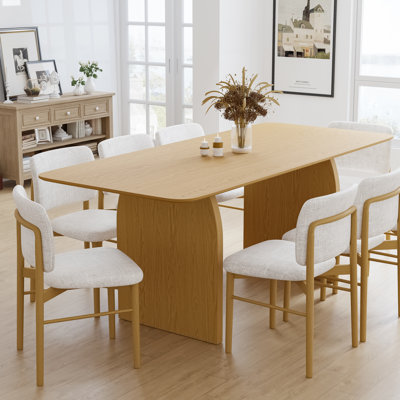 67"/79" Rectangle Wood Dining Table Double Pedestal Kitchen Tables Seats 6-8