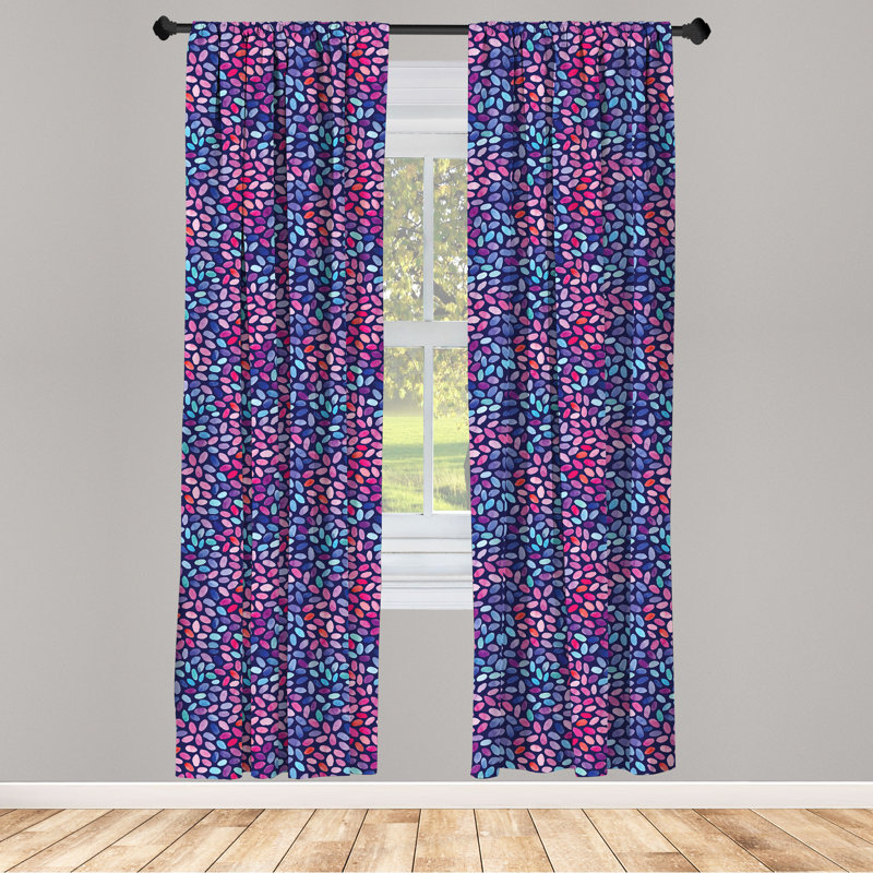Bungalow Rose Grunge 4-Panel Curtains, Oval Watercolor Spots Violet Blue Multicolor, 56" W x 84" L
