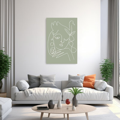 Serene Woman And Bird Contemporary Bird Duck Wall Art Print by Pictufy Studio II - Print