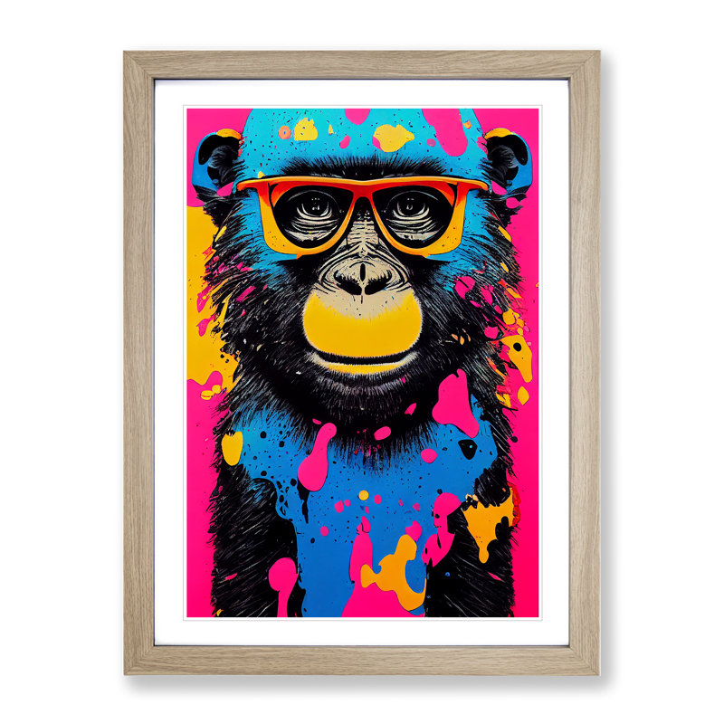 Painted Monkey No.1 Abstract - Wall Art, 64cm H x 46cm W x 2cm D, Oak