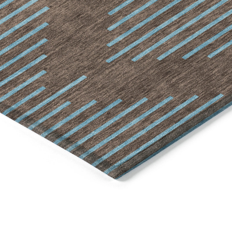 Tapis intérieur lavable à motif géométrique 9 pi x 12 pi brun