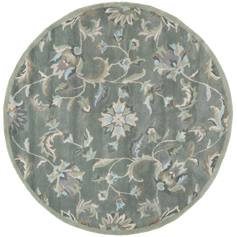 Tapis floral en laine touffeté à la main Arber Jardin, Rond 6 pi