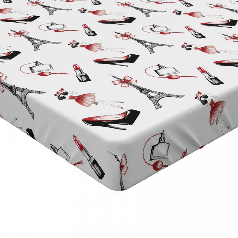 Queen White Microfiber Cat Print Fitted Sheet