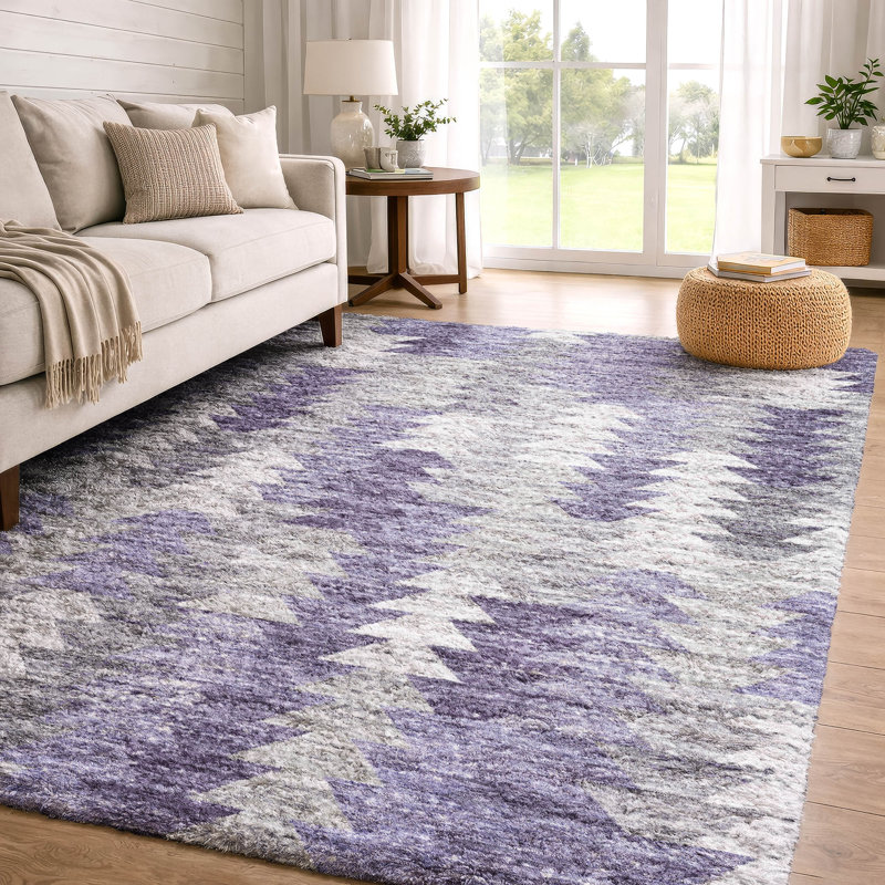 Tapis à poil long de qualité supérieure lavable à la machine ADS632, Purple, 5' x 7'6"
