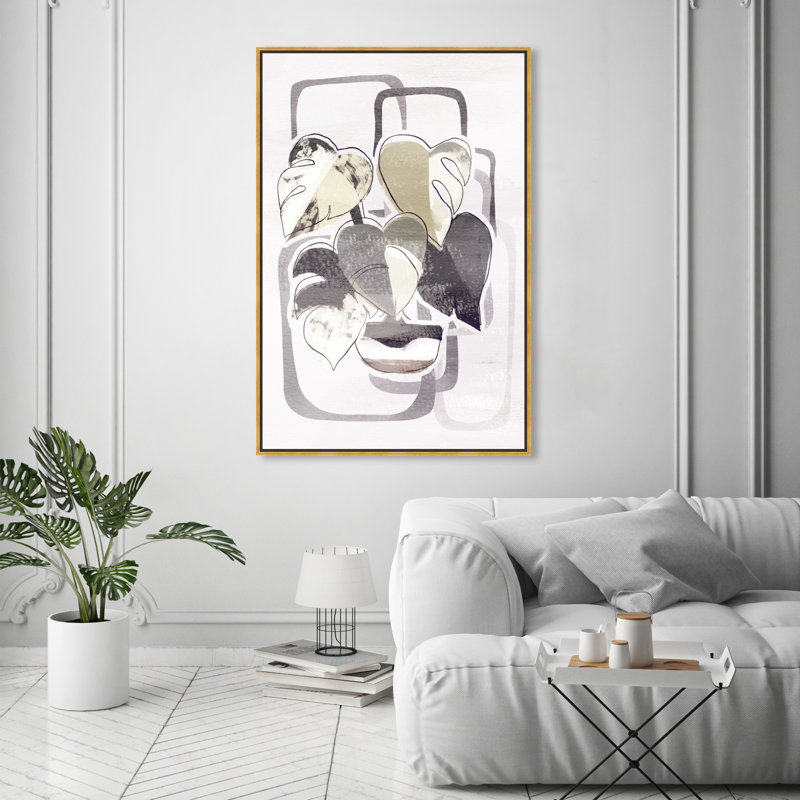Monstre dans le minimalisme - peinture sur toile, H 54 po x l 36 po, Toile encadrée d'or