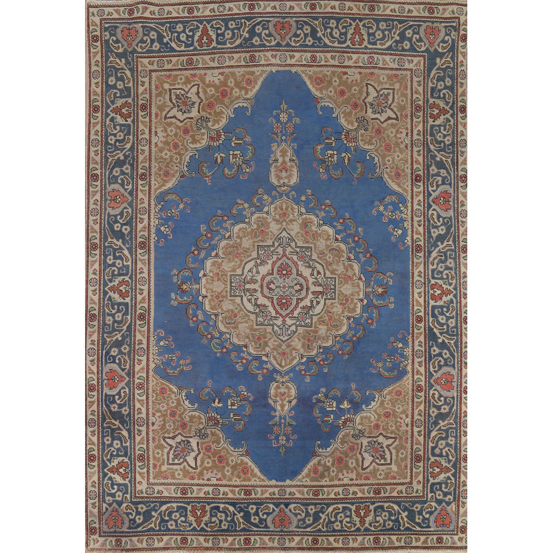 Tapis bleu fait à la main 8 x 11 po