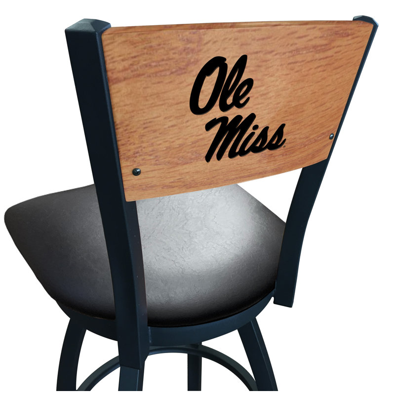 NCAA Swivel Bar Stool, Black Vinyl, Ole Miss Rebels, Counter Stool (25" Seat Height)