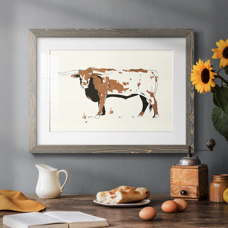 Terre Cotta Steer IV, reproduction d'art encadrée, Gris, H 14 po x l 20 po