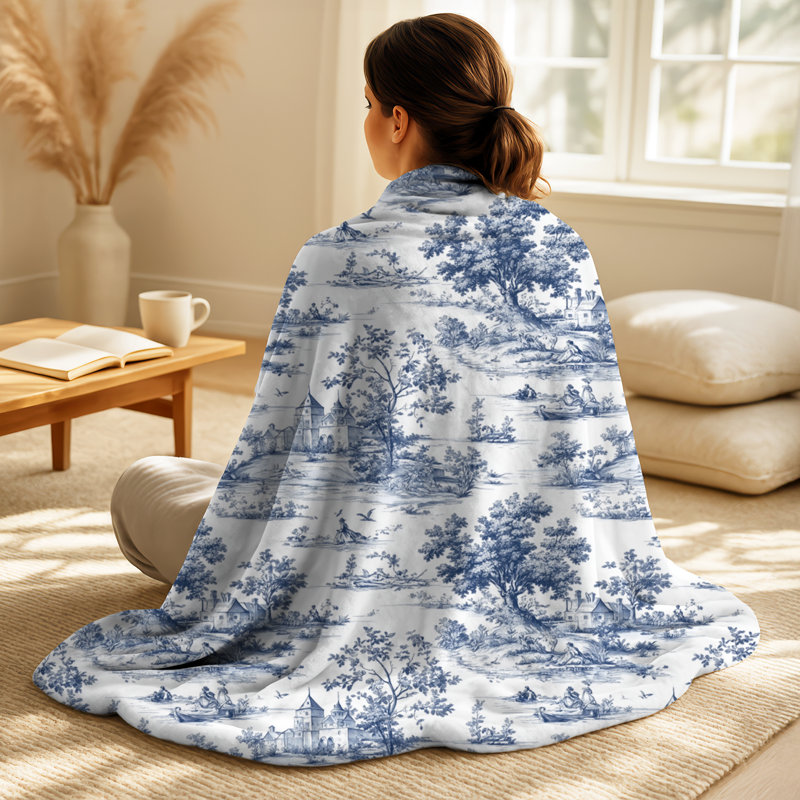 Classic Classic - jeté en peluche rustique bleu, jeté en molleton Country