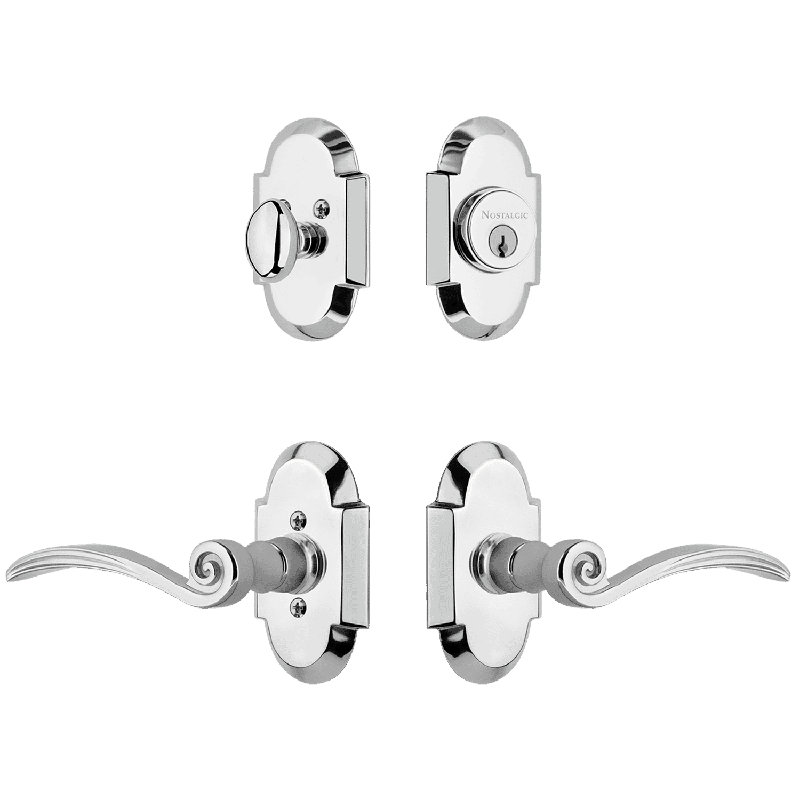Nostalgic Warehouse Cottage Entry Set with Swan Lever, Bright Chrome, 2.375, Right Handed