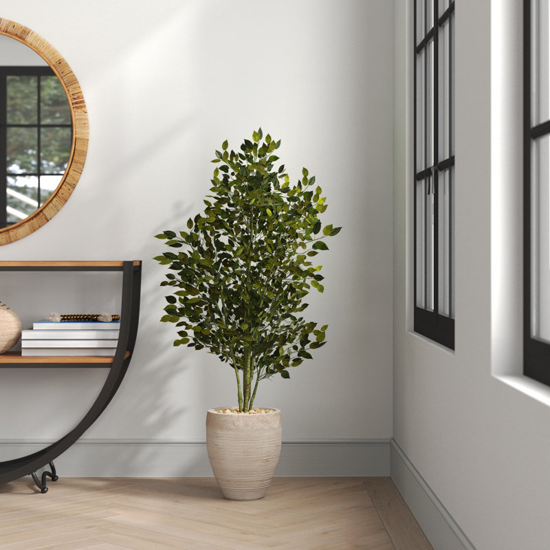 53'' Faux Ficus Tree in Earthenware Planter