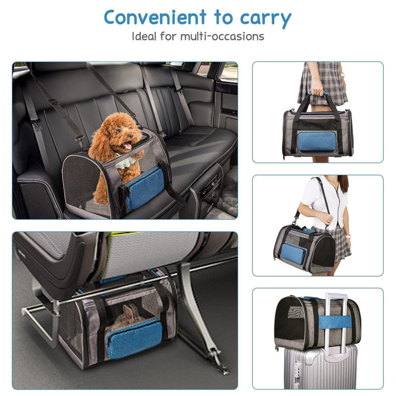 Cat Carrier For Large Cats 20 Lbs,Medium Cats Under 25 Lbs,2 Cats And Small Dogs With Unique Side Bag,Top Load Pet Carrier Soft-Sided Escape Proof With 4 Ventilated Windows