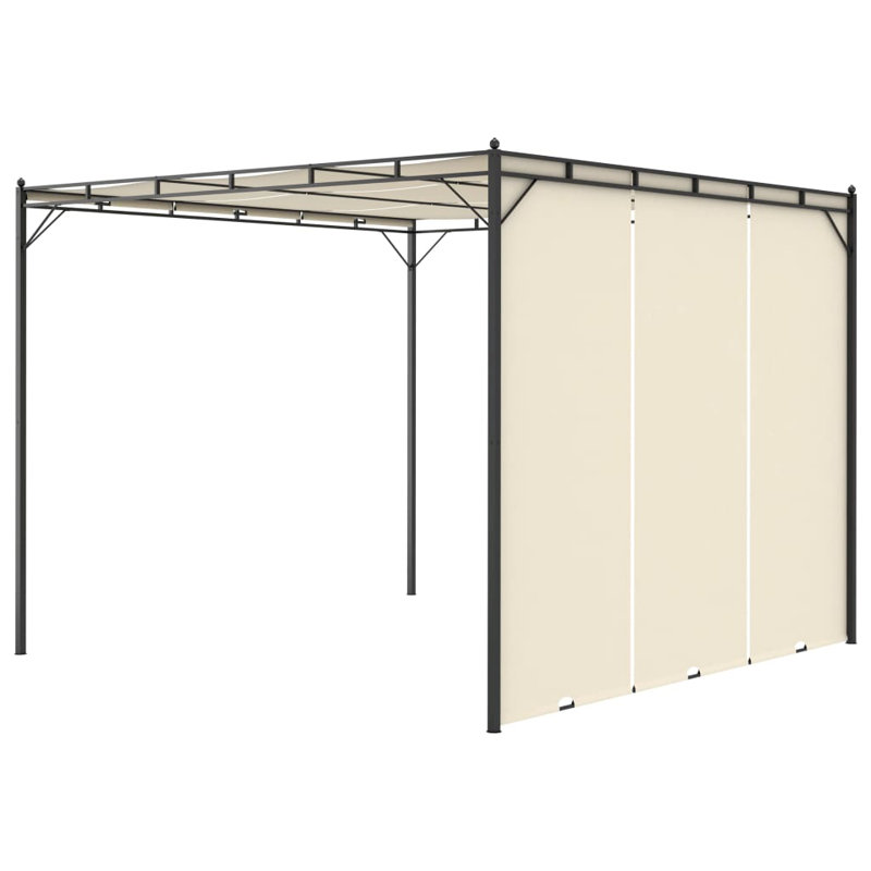 Fyllia Garden Gazebo with Side Curtain 3x3x2,25m, Cream