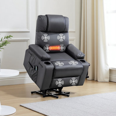 Power Lift Recliner Chair For Elderly With Massage & Heat, Pu Leather Electric Recliner With 160° Adjustable Recline