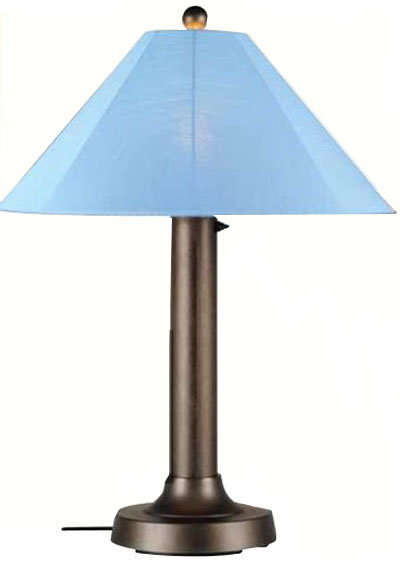 Delapena 36'' Plug-in Outdoor Table Lamp, White, Sky Blue