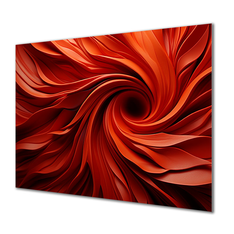 Orange And Red Abstract Spiral Dreamscape I - Abstract Spirals Metal Wall Art, 16" H x 32" W x 1" D