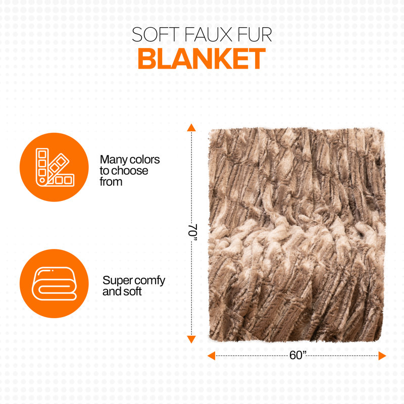 Couverture en fausse fourrure , Marbre chocolat, L 60 po x L 70 po