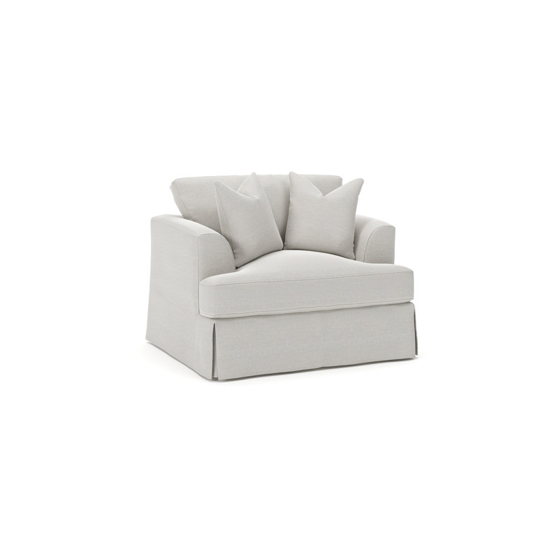 Lucia Slipcovered Armchair , Drusky Ivory Sustain® Basketweave
