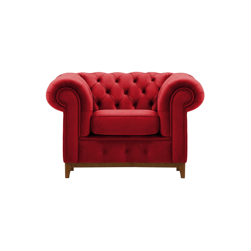 Frye Velvet Chesterfield Chair, Brown, Red