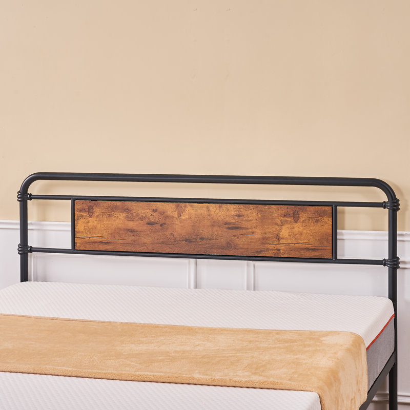 Metal Bed With Headboard Footboard No Box Spring Needed Under Bed Storage, Queen