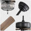 Élégant ventilateur de plafond en cristal noir avec télécommande, pales en contreplaqué de 52 pouces, moteur à courant continu et minuterie