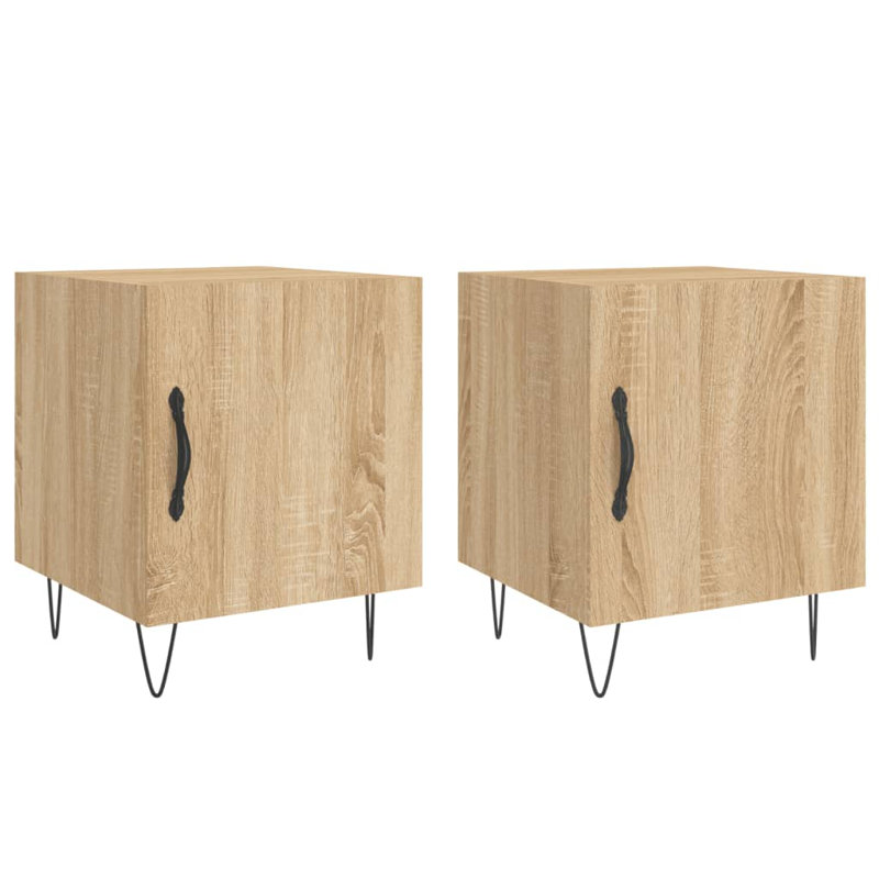 Couey 40cm W Iron Bedside Table, Sonoma Oak