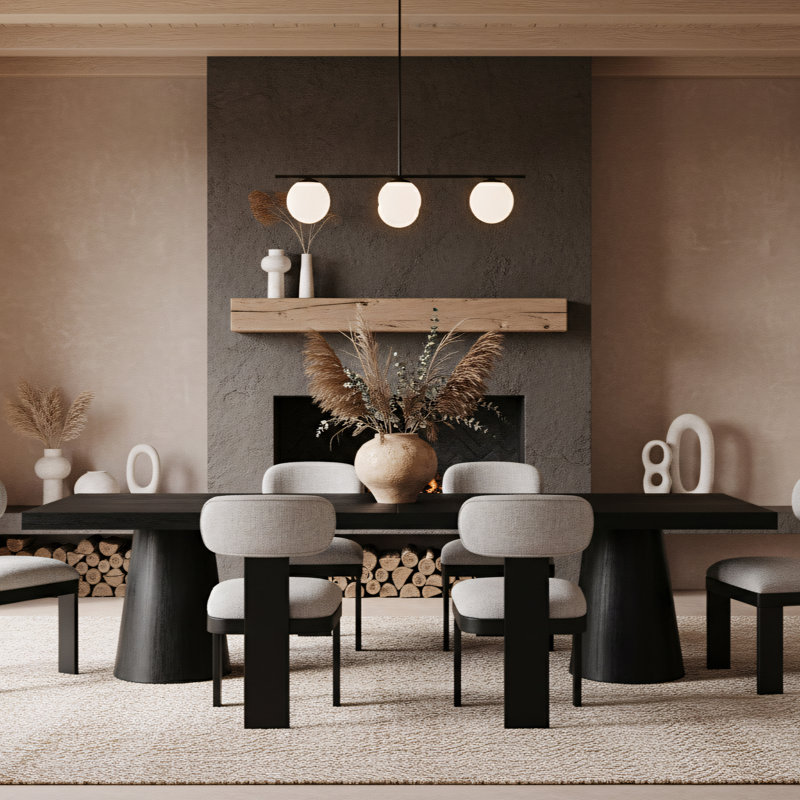 Hiromy Extendable Dining Table 11', Black