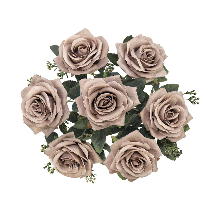 Bouquet de tiges de roses artificielles, Dusty Brown