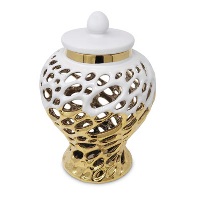 Gold And White Design Ginger Jar