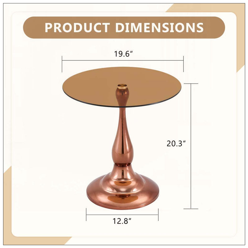 Table de bout ronde 19,6 pouces, Brown,Rose Gold