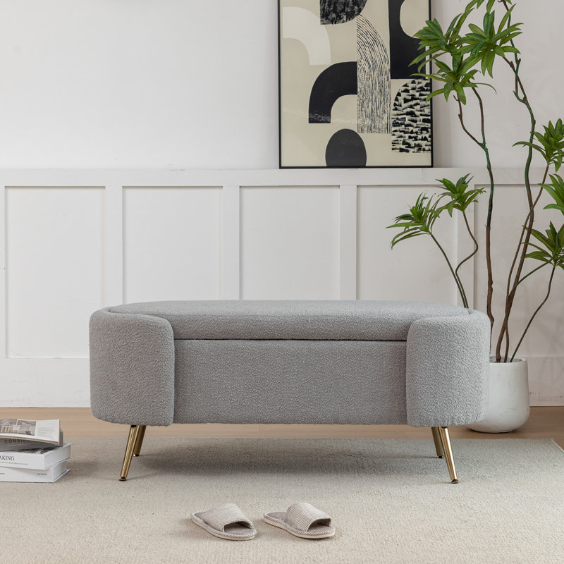 Banc de rangement rembourré Marlyssa, Gris
