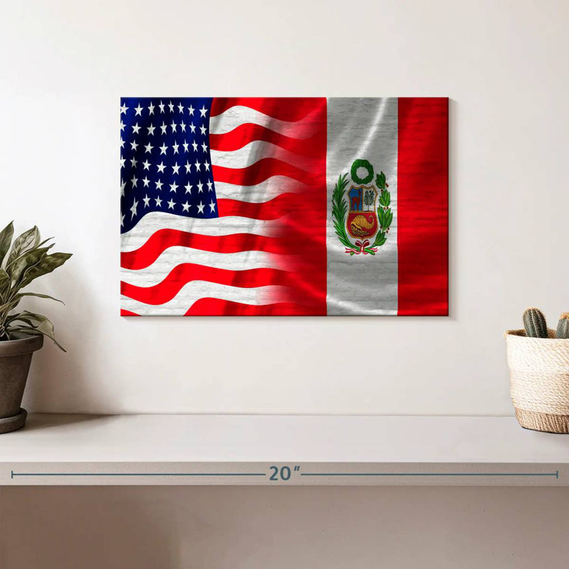 Drapeaux de Borges, Pérou et États-Unis, H 8 po x l 12 po
