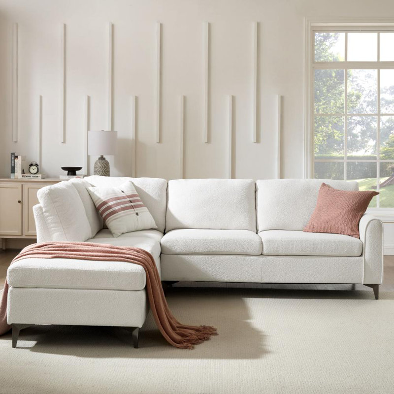 Evelyn 4 Seater Corner Sofa , Left Hand Facing, White