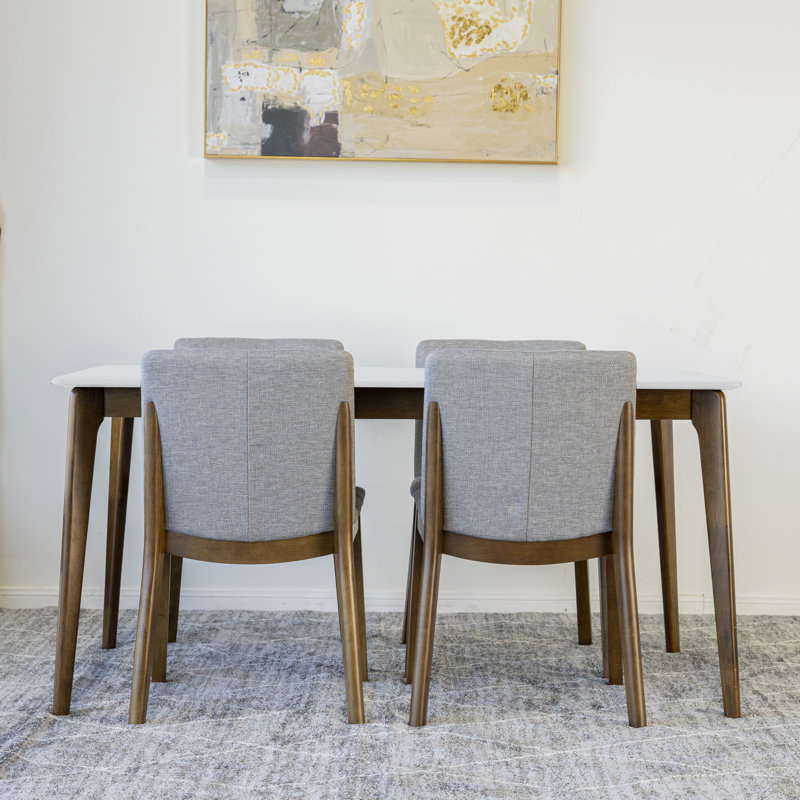 Ensemble repas pour 4 personnes Elenita, Gris clair, Blanc