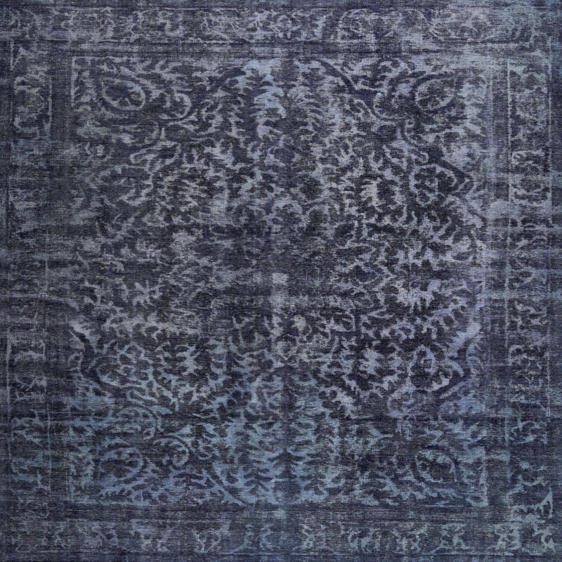 Tapis de zone bleu ardoise contemporaine, Carré 3 pi