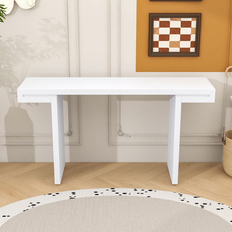 Console moderne avec finition peinte lisse, pieds réglables, Blanc