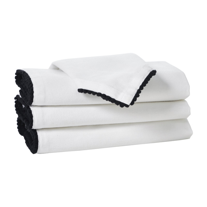 100% Cotton Solid Colour Varied Napkin, White & Black