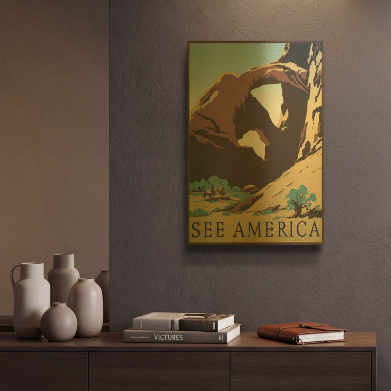 «See America» par Stellar Design Studio, art mural en métal doré, 12 po x 16 po, 12 po x 16 po